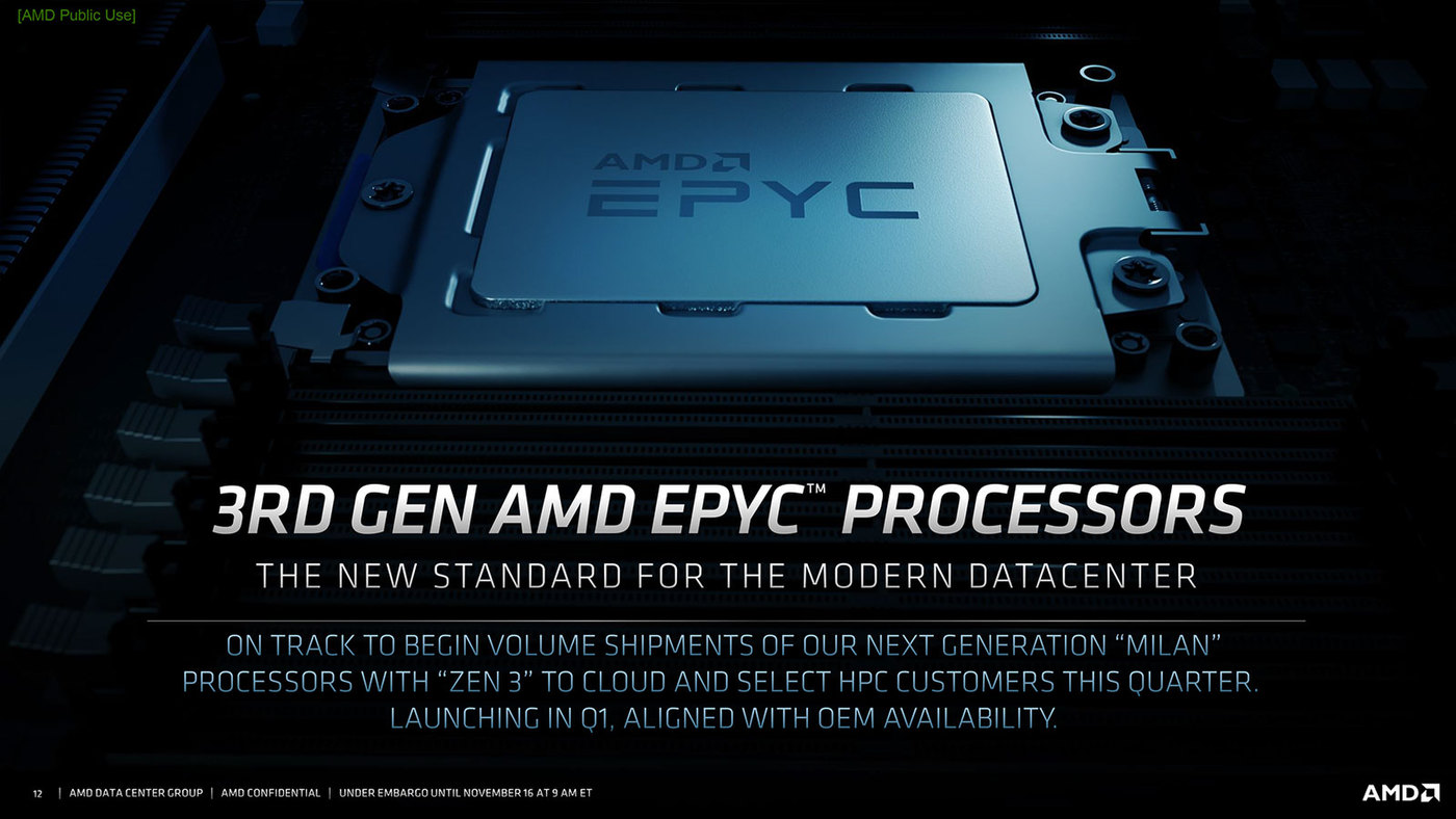 CES2021で発表されるはずの第3世代EPYC。すでに一部の顧客には出荷開始されている